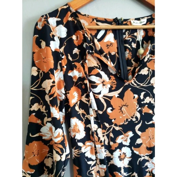 For Love & Lemons Dress Women's Small Floret Print Midi  Black Floral Si… - Picture 3 of 11